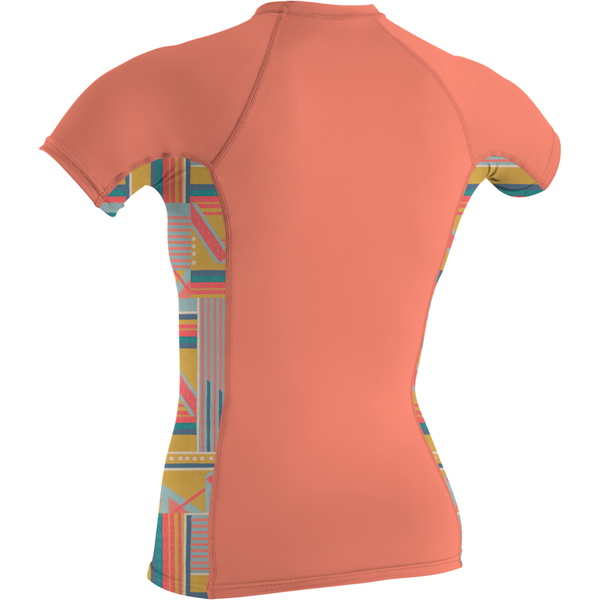 2024 O'Neill Womens Side Print Short Sleeve Rash Guard 5405S - Brændt Koral / Arta Geo